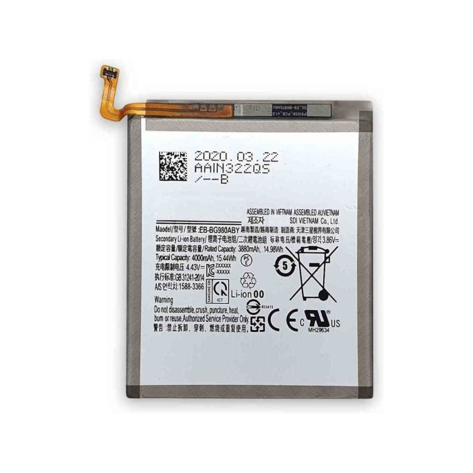 Batería Samsung Galaxy S20 G980F, S20 5G 4000 mAh PREMIUM