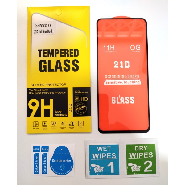 Cristal templado 3D 5D Xiaomi POCO F3 protector pantalla 21D