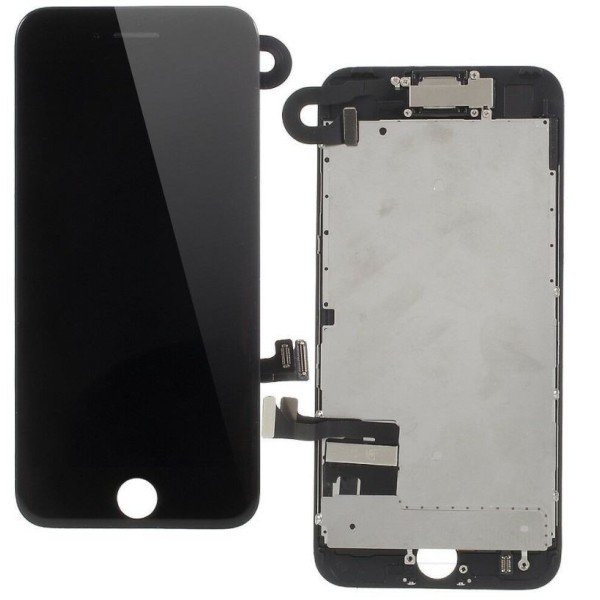 Pantalla iPhone 7 FULL SET NEGRA (con componentes) (incluye Botón Home + Altavoz + Cámara frontal)  (LCD + táctil) 