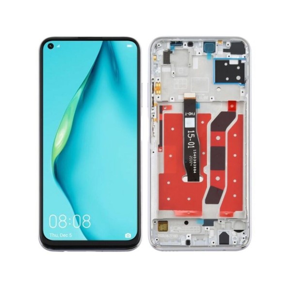 Pantalla con MARCO Huawei P40 LITE Nova 6SE PLATA calidad PREMIUM (LCD/display + digitalizador/táctil)