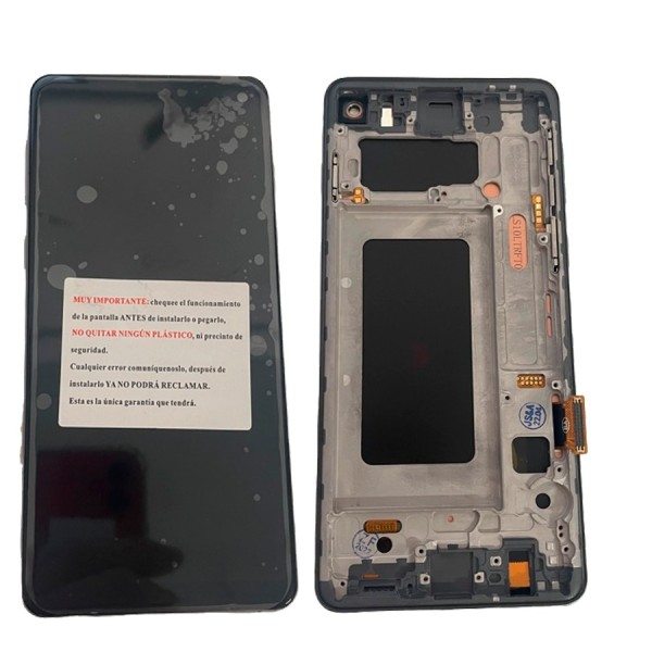 Pantalla con MARCO gris Samsung  S10 SM-G973F OLED 2  (LCD/display + digitalizador/táctil) 