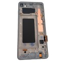 Pantalla con MARCO plata Samsung  S10 SM-G973F OLED 2  (LCD/display + digitalizador/táctil) 