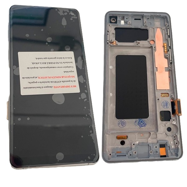 Pantalla con MARCO plata Samsung  S10 SM-G973F OLED 2  (LCD/display + digitalizador/táctil) 