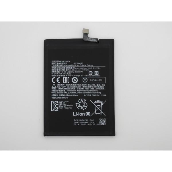 Batería BN5A Xiaomi Redmi 10, Poco M3 Pro 5G, Redmi Note 10 5G de 5000 mAh calidad PREMIUM