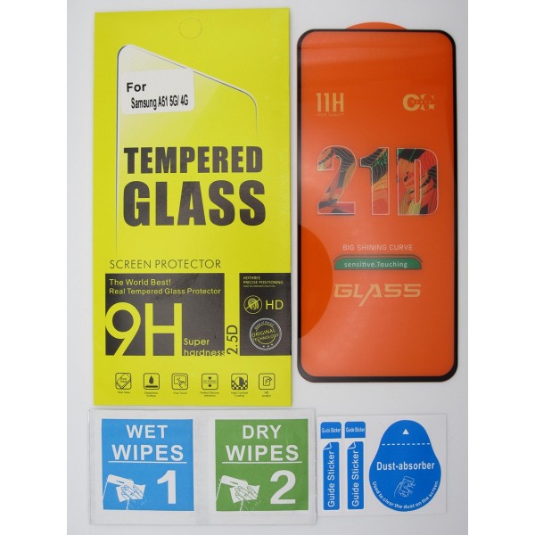 Cristal templado 3D 5D Samsung Galaxy A51 5G/4G protector pantalla 21D