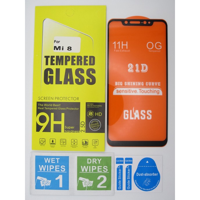 Cristal templado 3D 5D Xiaomi Mi 8 protector pantalla 21D