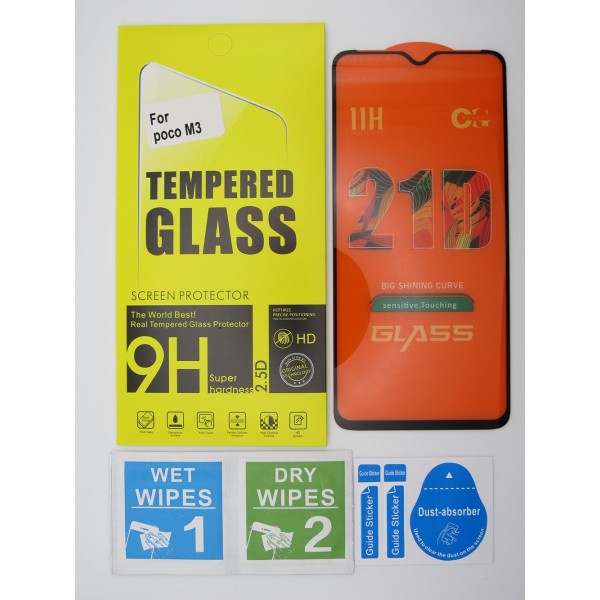 Cristal templado 3D 5D Xiaomi POCO M3 protector pantalla 21D