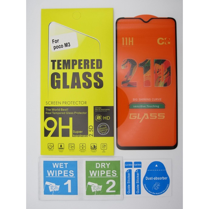 Cristal templado 3D 5D Xiaomi POCO M3 protector pantalla 21D