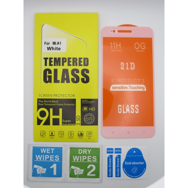 Cristal templado 3D 5D Xiaomi Mi A1 Blanco protector pantalla 21D